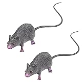 Zhuluck 2Pcs Lifelike Fake Mouse Realistic Mice, Spooky Rat, Halloween Prank, Rubber Rat with Long Tail, Creepy April Fool's Day Decorations