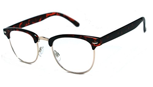 Lunette de Lecture Homme Femme Cadre Doré et Marron Retro Vintage Classique Étui et Tissu +1.50
