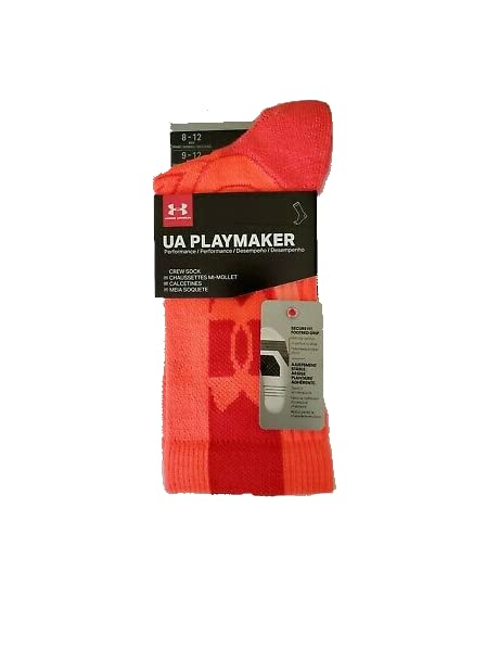 Under Armour Playmaker Men's Crew Socks, Large (8-12)- Beta Red, 1 Pair3