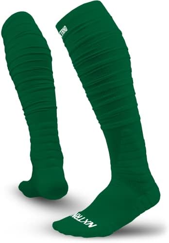 Nxtrnd XTD Scrunch Football Socks, Extra Long Padded Sport Socks for Men & Boys (Dark Green, S/M)
