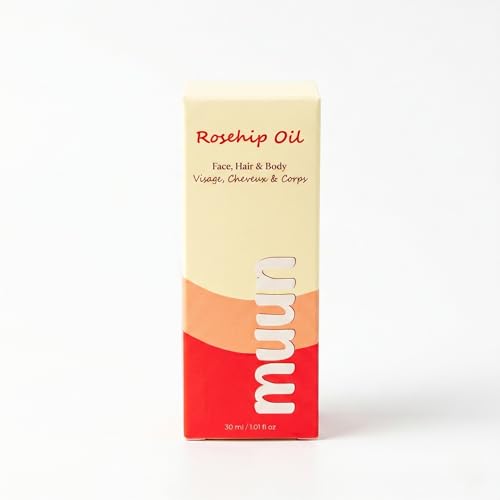 Image of Muun Organic Rosehip Oil for Face - Cold Pressed Pure Rosehip Seed Oil for Facial Skincare, Hair & Body, Hydrating Moisturizing Care, 100% Natural