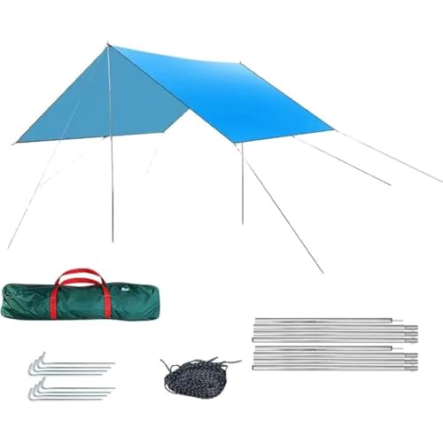 Toldo Impermeável Portátil 3x3m Para Camping, Praia e Viagens – Toldo à Prova de Chuva e Vento(azul quadrado,3m*3m)