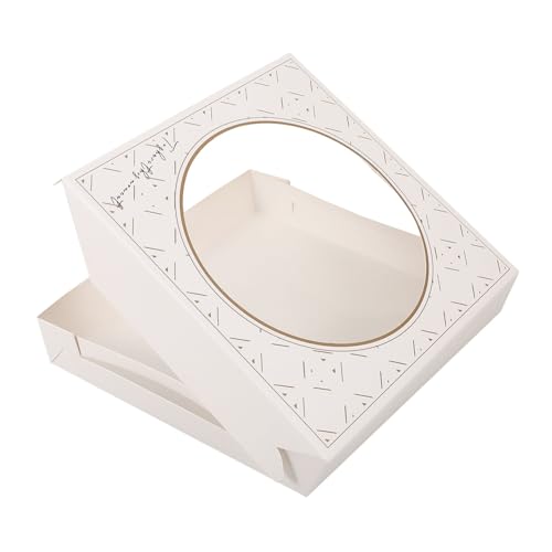 HEALLILY Elegant Circular Window Pizza Packaging Box 6-7 Inch Takeout Container