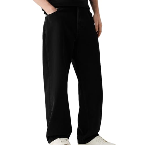 Mens Baggy Jeans Y2k Hip Hop Straight Leg Jeans Vintage Casual Skateboard Pants Loose Fit Denim Jeans