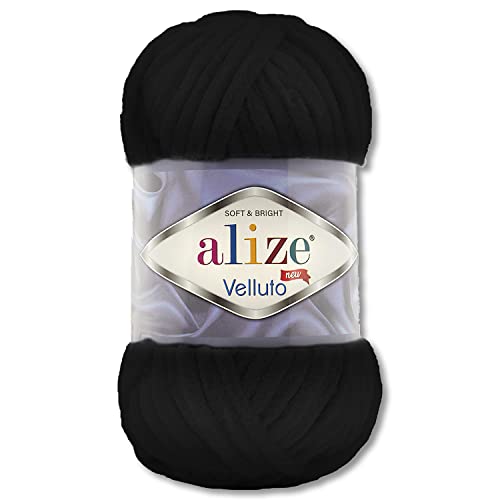 Wohnkult 100 g Alize Velluto Wool in 30 Selections (60 | Black)