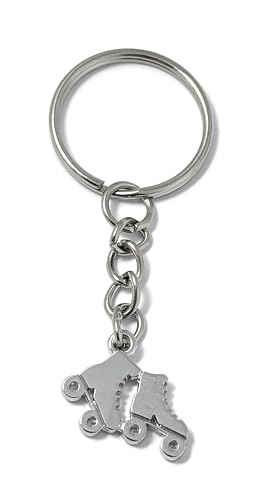 FizzyButton Gifts Roller Skates Charm Keyring Key Ring with Silver Tone Keychain