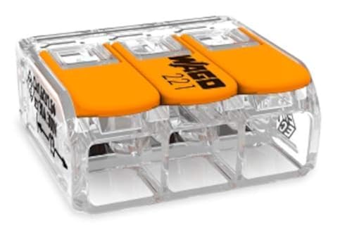 WAGO Wago 221-613 Lot de 10 bornes de raccordement 3 fils avec levier 0,5-6 mm² Petit format Transparent