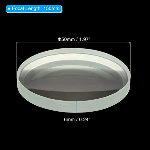 Image of PATIKIL 6 inch (150mm) Focal Length Double Concave Lens, 2 Pack 50mm Diameter 6mm Height Glass Optically Polished Round Edges Lens for Physics Experiment, Clear