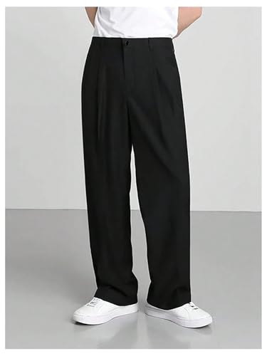 OYOANGLE Men's Pleated Dress Pants Zipper Fly Work Casual Slacks Business Casual Trousers2