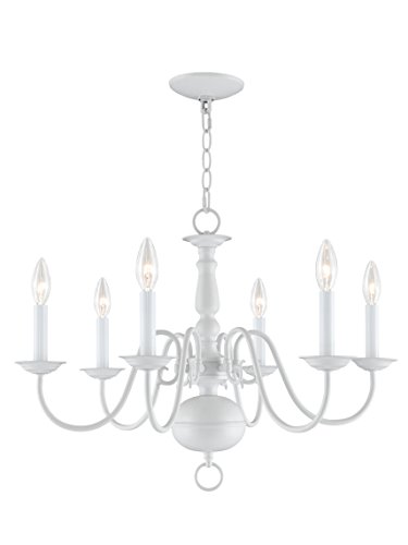 Livex Lighting 5006-03 Williamsburg 6-Light Chandelier, White