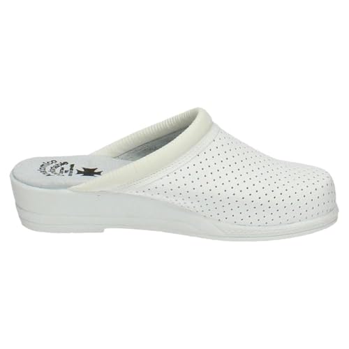 Calsán - Zueco de Trabajo con cuña 389023 Cuero Mujer Color: Blanco Talla: 39