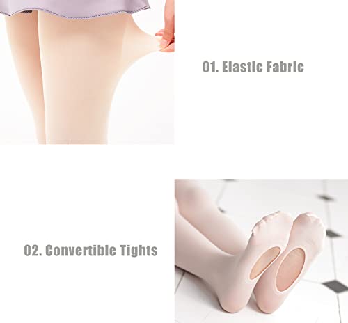 Image of MdnMd Girls' Women's Ballet Tights Ultra Soft Convertible Dance Leggings Transition Tights for Toddler Kids Adult