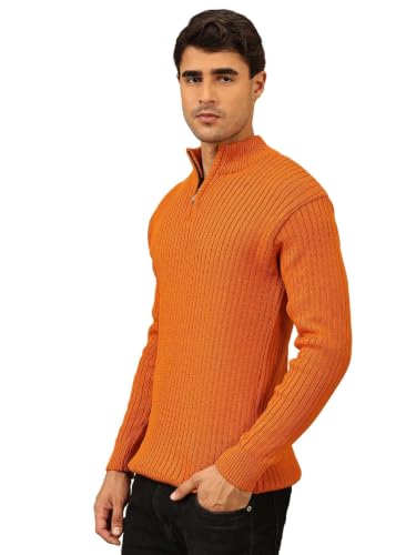 Image of Kvetoo Men High Neck Zipper Full Sleeve Woolen Winter Sweater