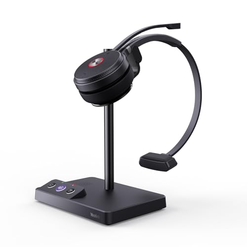 Yealink WH62 Mono Teams DECT Wireless Headset with Base,525 Ft Long Range Work Single Ear Headphones...