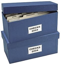 ABC Check Storage Box w/ 12 Dividers, 5" x 9 3/4" x 4 3/8", Blue - Set of 2