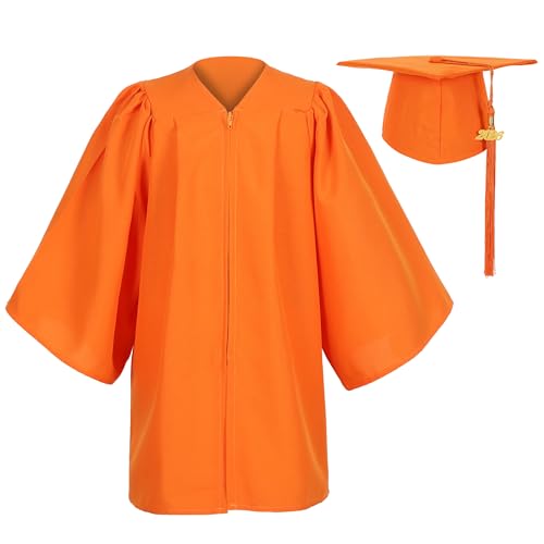 Image of Matte Kindergarten Preschool Graduation Gown and Cap Set with Year Tassel for Kids