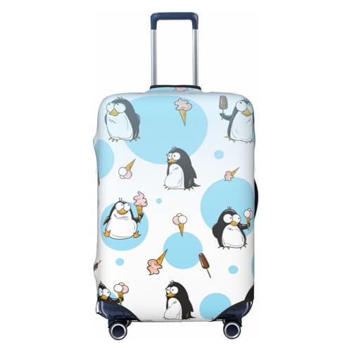 Cute Penguins Print Travel Suitcase Cover Luggage Protector with Elastic Anti Scratch for Carry On