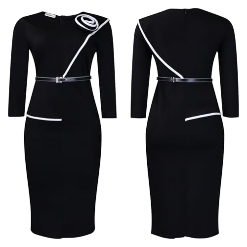 Image of Wear to Work Dress for Women Business Casual Bodycon Midi Dress Elegance Church Outfits