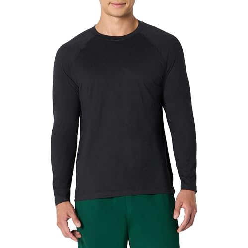 Amazon Essentials Mens Athletic Soft Performance Lightweight Long Sleeve Gym Workout Shirt Space Dye Black XX-Large