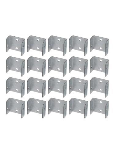 NINMORTH Clips de acero galvanizado para panel de valla (32 mm C50 mm, 20 unidades) instalación segura de enrejado y postes de madera