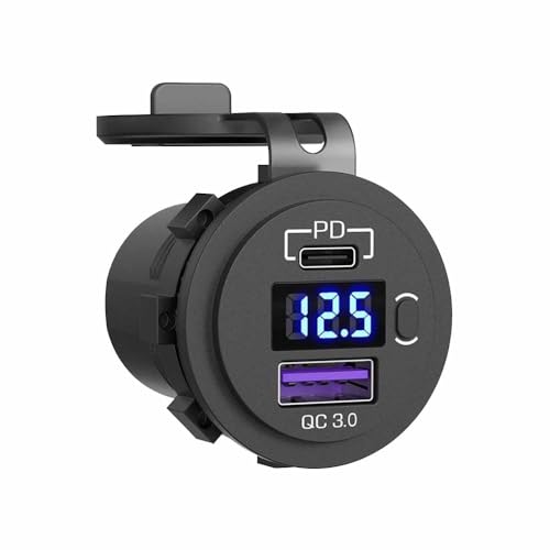 PD QC3.0 Modified Car Charger Equipped with Voltage Display and Switch Charger for Marine Truck Motorcycle Car etc