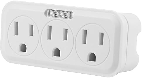 GE 3-Outlet Extender Wall Tap with Guide Light, Grounded Adapter, 3-Prong, Cruise Essentials, Indoor Rated, Use for Home Office School Dorm, UL Listed, White, 14494