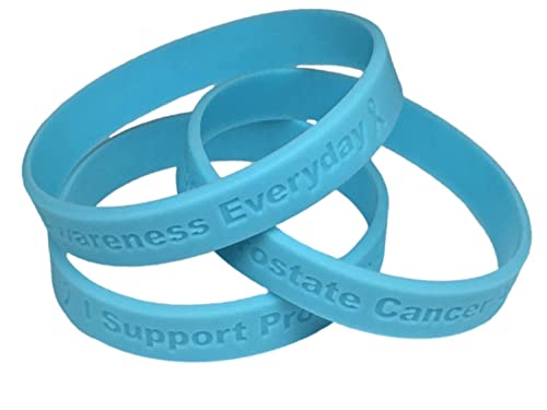 5つのライトブルー前立腺がん啓発「I Support Prostate Cancer Awareness Everyday」 - 100%医療グレードのシリコンブレスレット(ブレスレット5個), 8 inch, シリコーン ゴムの商品画像（Amazon）