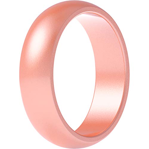 ThunderFit Silicone Rings Wedding Bands for Women 1 Ring (Rose Gold, 9.5-10 (19.8mm)