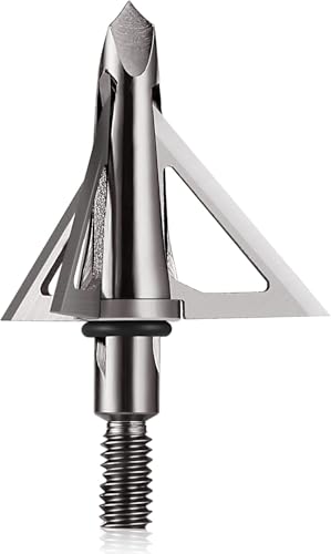 DEEPOWER Broadheads 100 Grain Fixed Blade 4-Pack Archery Crossbow Broadheads 1+1/4 Inch Cut Diameter Carbon Steel Ferrule