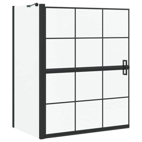 vidaXL Bad-Duschschirm Schwarz und Transparent 116 x 68 x 128 cm, Elegante Duschpaneel, rechteckig, modern, faltbar, wasserfest, verstellbare Sichtschutz für die Badewanne