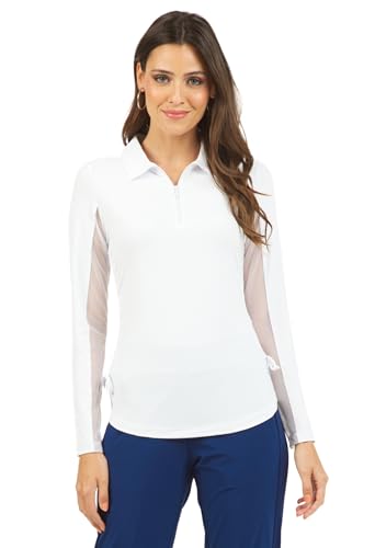 IBKUL Athleisure Wear Sun Protective UPF 50+ Icefil Cooling-Solid Adjustable Length Long Sleeve Polo-480002