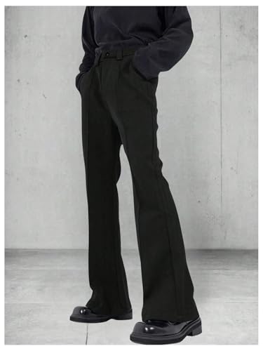 GORGLITTER Men's Bell Bottom Pants 70s Flared Slim Fit Dress Pants Bootcut Trousers Vintage Retro Disco Outfits4
