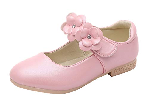 Girls’ Sweet Flower Ankle Strap Princess Dress Mary Jane Flats Shoes Pink Size 8.5M