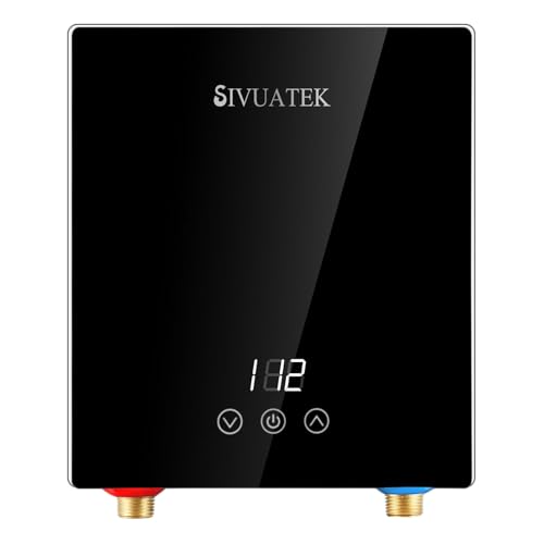Electric Tankless Water Heater,SIVUATEK 6.5KW 240V, Compact Instant Hot Water Heater, Perfect for Under Sink, Bathroom Sink and Faucet, Space-Saving, Touch Control with LED Digital Display
