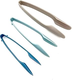 TIJAR® Kitchen Tongs, Cooking Tongs, 3pcs Set Soft Touch Plastic Salad Bowl Tongs Multipurpose BBQ Baking Serving Buffet Tongs (Plastic)
