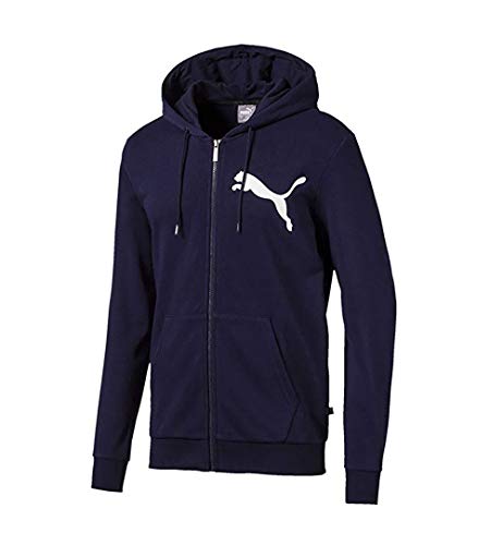 PUMA Men's Big Logo Full Zip Hoody, French Terry Peacoat, L