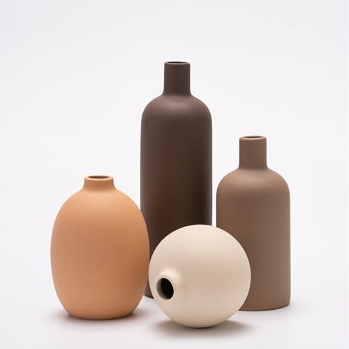 Lot de 4 vases en céramique,vases en céramique pour la décoration de la Maison,Vase décoratif pour Herbe de Pampa et Fleurs...