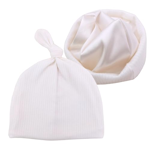 Image of Silky Satin Lined Newborn Hat Hair Care Knot Beanie Hats for Infant Baby Boys Girls Caps 0-6 Months