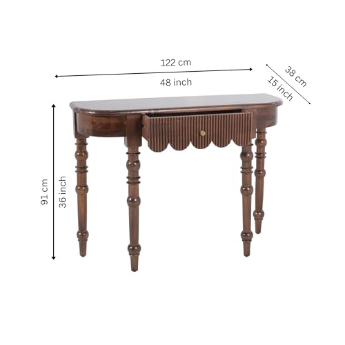 Image of Gharaana Sama Wooden Console Table | Mahogany Finish | Modern Console & Entryway Table for Living Room & Hallway | 48x12x36 Inches