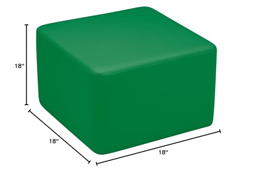 Image of Sprogs 12 inch H Structured Cube Stool -Flexible Modular Collaborative Soft Seating for Office, Home, Lounge and School Classrooms with Durable Frame & Set of 6 inch Legs Add-on -Green