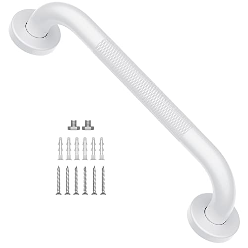 12 Inch Oil Rubbed White Grab Bar W/Anti-Slip Knurled Grip, Imomwee Stainless Steel Wall Mount Bathroom Safety Handrail Support, Shower Balance Bar, Handicap Elderly Senior Assist Textured Bath Handle #TOP5
