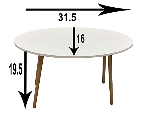 Decomil - Modern Oval/Round Side Table, White Side Table, End Table For Small Places, Living Room, Office, Balcony, Industrial End Table For Coffee, Laptop - White #TOP3