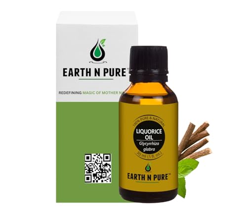 Image of Earth N Pure Liquorice Oil (Mulethi) 100% Pure & Natural for Skin Brightening & Dark Spots - for Face, Hair Care & Aromatherapy - Cold Pressed- 30ml