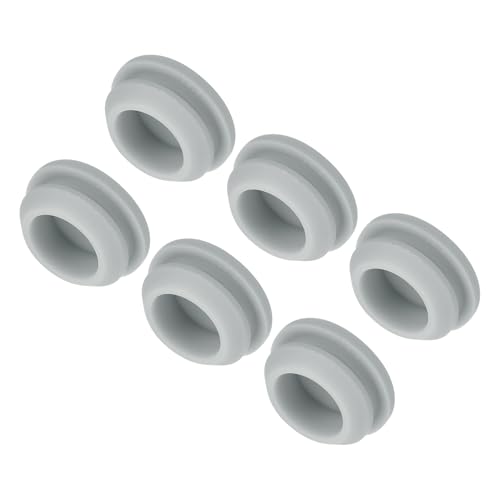 Image of MECCANIXITY 6pcs Silicone Snap in Locking Hole Plugs,14mm /0.6 Inch Mounting Diameter Narrow Groove Width 2mm Panel Seal Cover Round for Kitchen Bulkheads Waterproof Sealing Plugs Grey