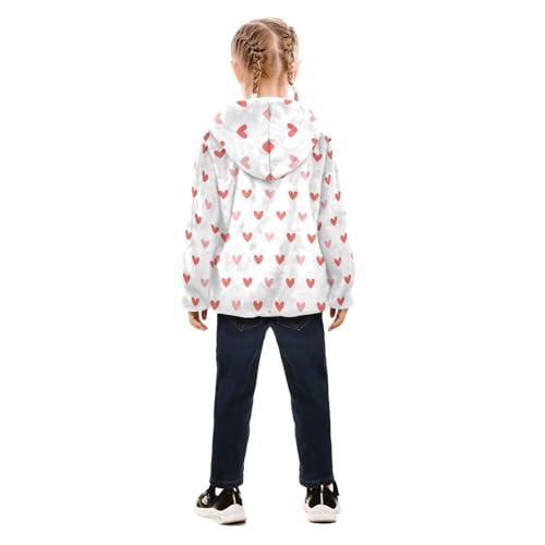 OTVEE Valentine Pink Heart Pattern Kids Hoodie Jacket Fall Spring Full Zip Warm Outwear Coats4