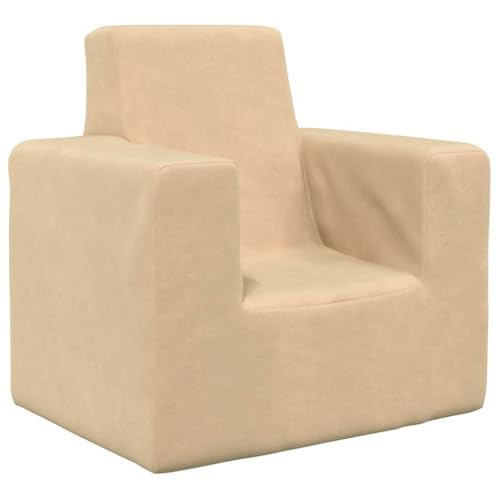 vidaXL Sofá para Niños Acolchado Tapizado Asiento Bebé Infantil Sillón Reclinable Respaldo Reposabrazos Dormitorio Mueble Felpa Suave Crema