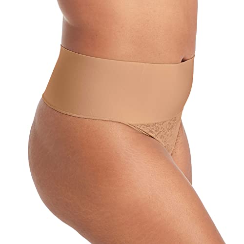 Image of Maidenform womens Tame Your Tummy Lace Thong Panties, Firm Control Shapewear Thong, Cool Comfort