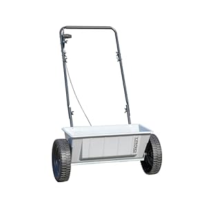 Yard Commander – 60 LB Walk-Behind Push Drop Spreader – Holds Up to 15,000 SQFT of Product – Great for Applying Fertilizer & Grass Seed – Adjustable Drop Rate & Composite Hopper