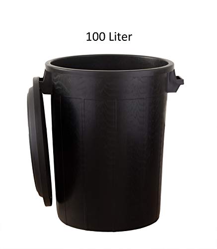 BigDean Universaltonne 100 Liter mit Deckel und 2 Tragegriffen Allzweck Tonne Schwarz