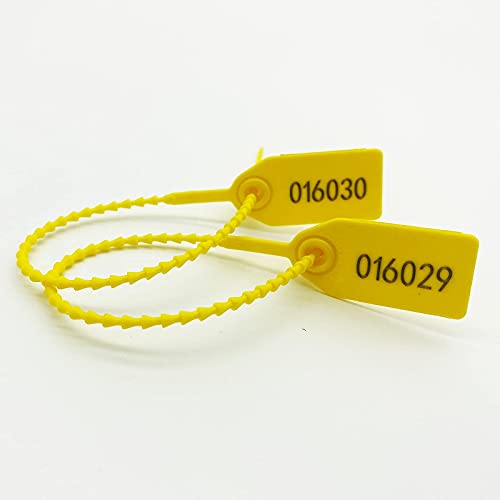 100 Pull-Tite Plastic Seals Numbered Plastic Logistics Seals Adjusted Tamper Resistant Zip Ties for Fire Extinguisher Self-Locking Tags Disposable Truck Seals (9.84
